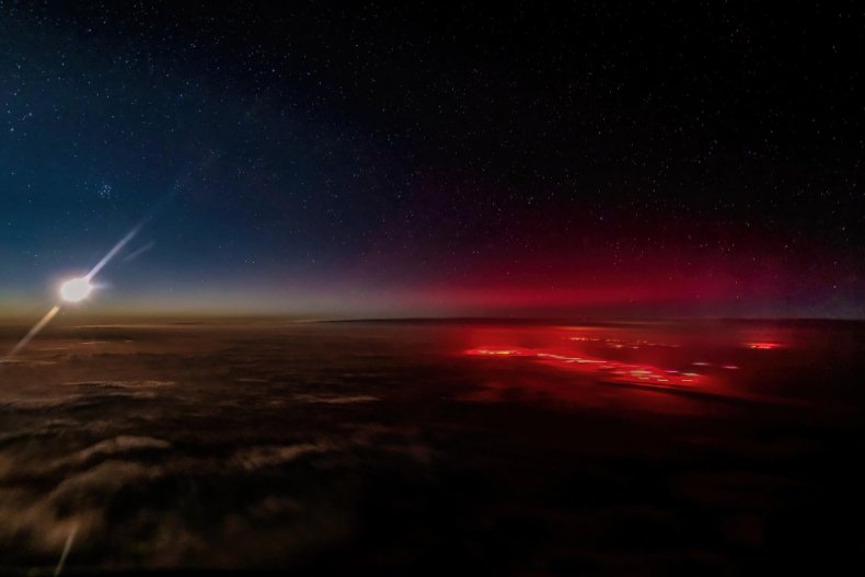 Red glow over Pacific