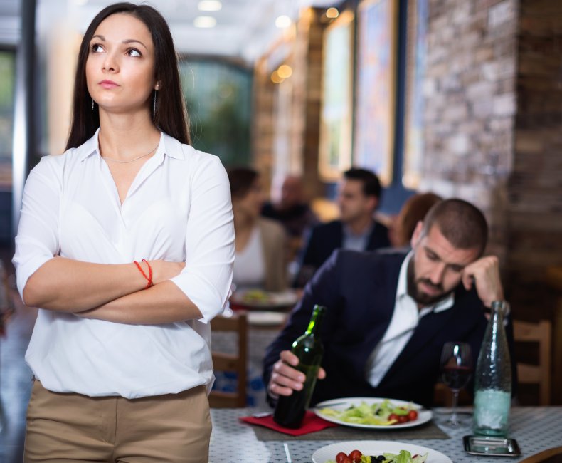 Angry woman at restaurant