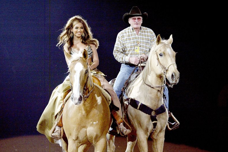 Beyoncé riding a horse