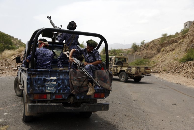 Ansar, Allah, Houth, fighters, patrol, Taiz, Yemen