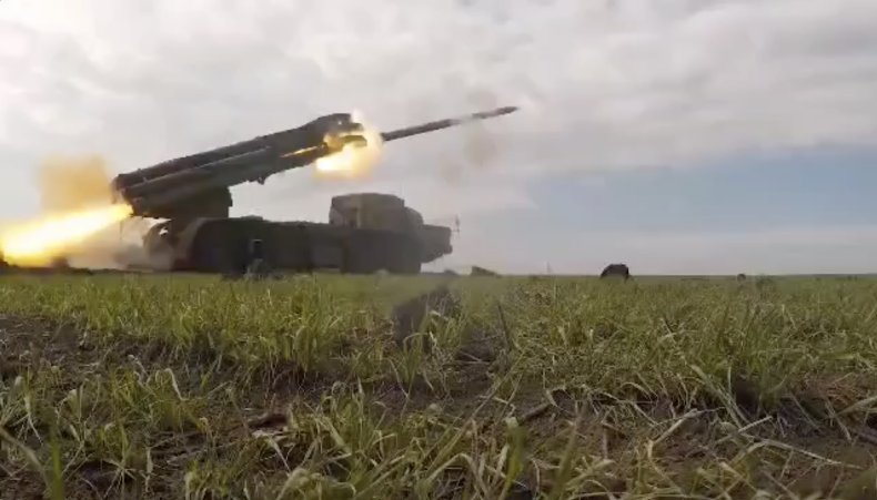 Russia, fires, Smerch, multiple, rocket, launcher, Ukraine