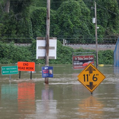 Road Signs Amid Flooding 