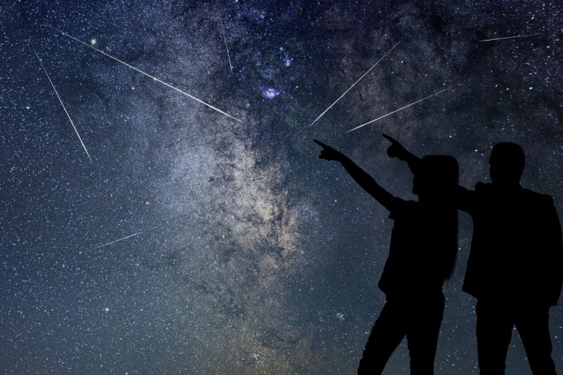 Couple watching a meteor shower