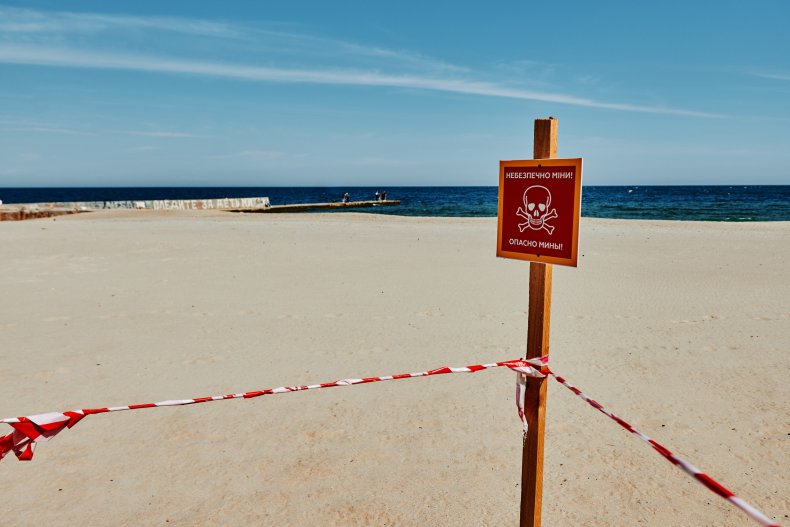 Odesa beach closed mines