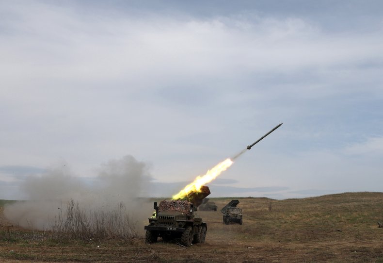 A Ukrainian warplane shoots down Russian missiles