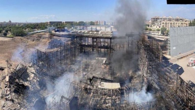 Part of Cinecittà Studios Rome destroyed