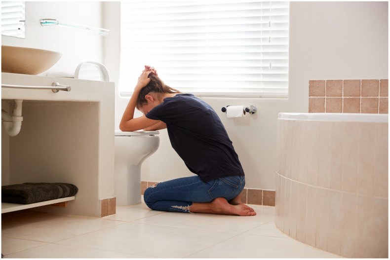 Stock image of woman being sick