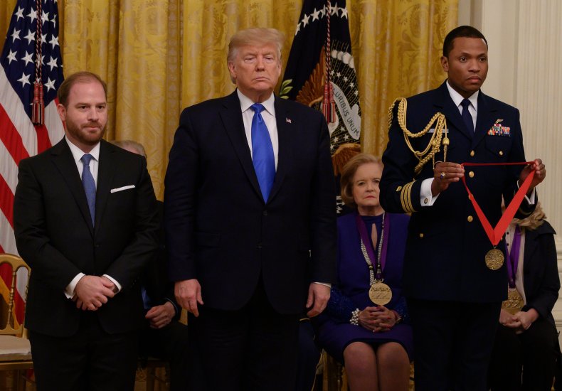 US President Donald Trump awards the Claremont