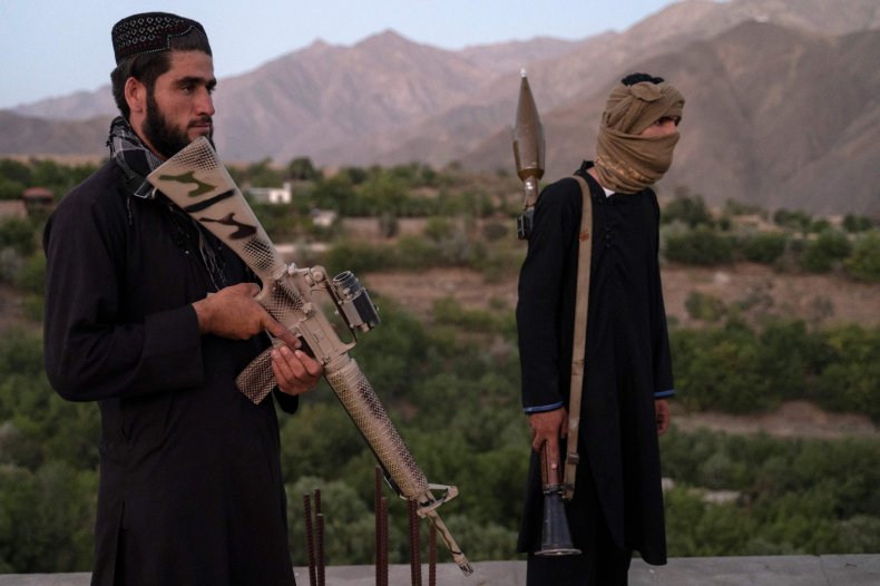 Taliban fighters keeping watch