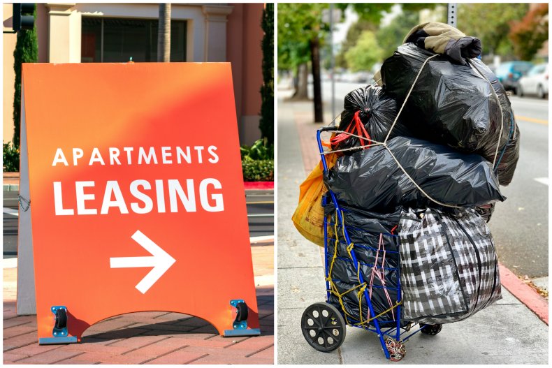 File photo of sign and belongings.
