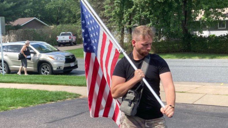Elliot Smith Holds U.S. Flag