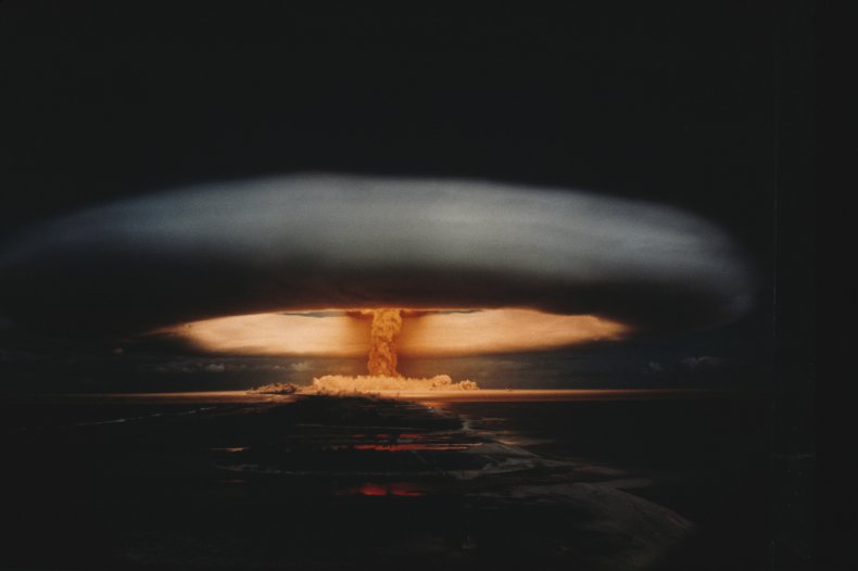 Nuclear explosion and atomic mushroom cloud