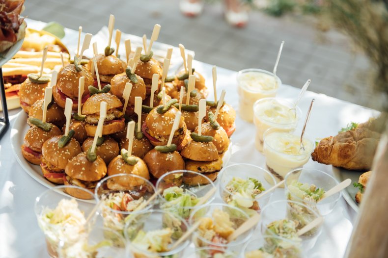 Food table at wedding reception