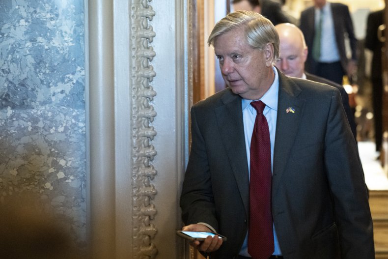 Lindsey Graham (R-SC) leaves the Senate chamber