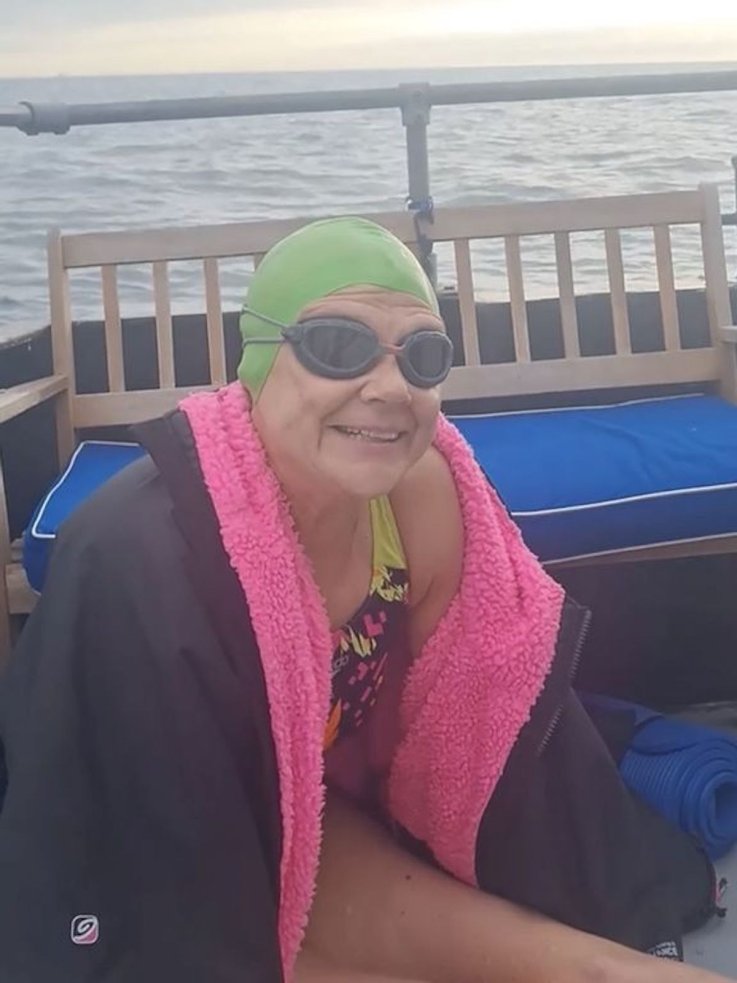 Paula Craig after swimming in English Channel