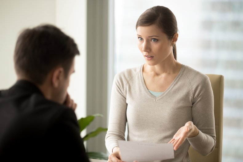 Boss with job applicant