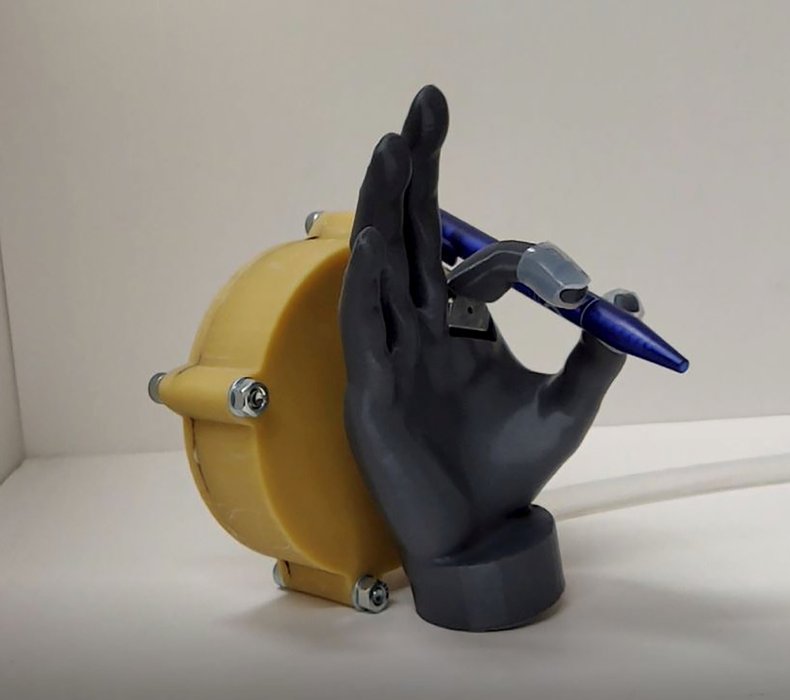 Prosthetic hand controlled by breath