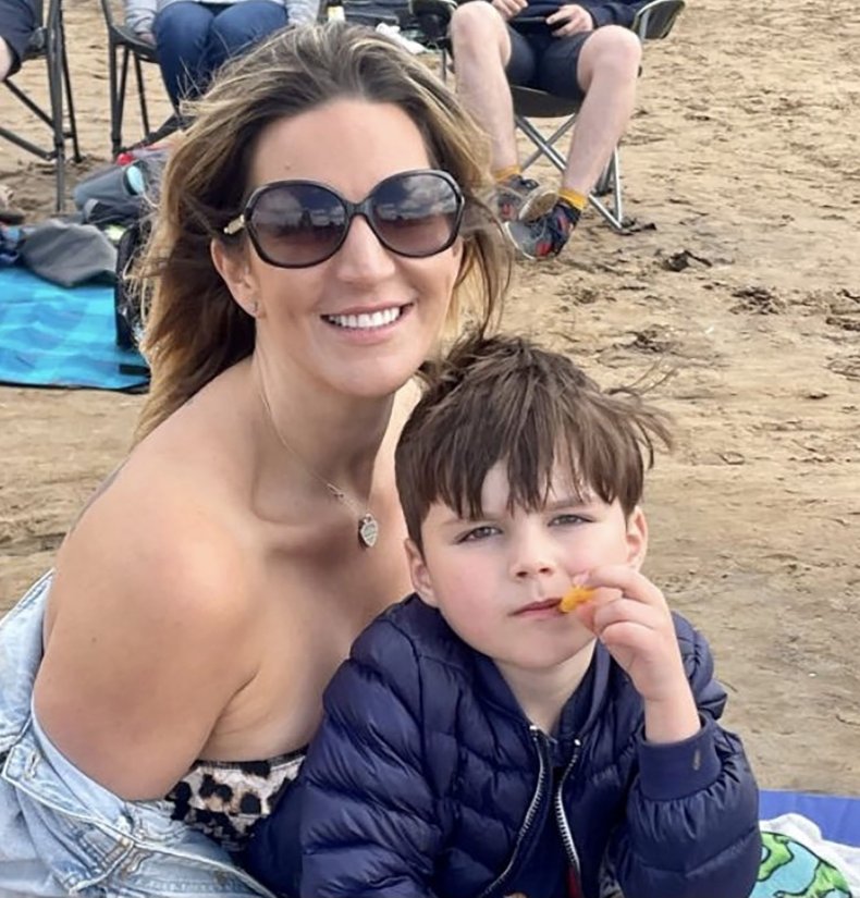 Rebecca and Albie Tilford on beach