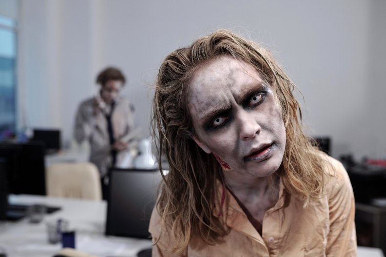 Zombie woman in office space