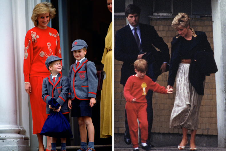 Princess Diana, William and Harry at School