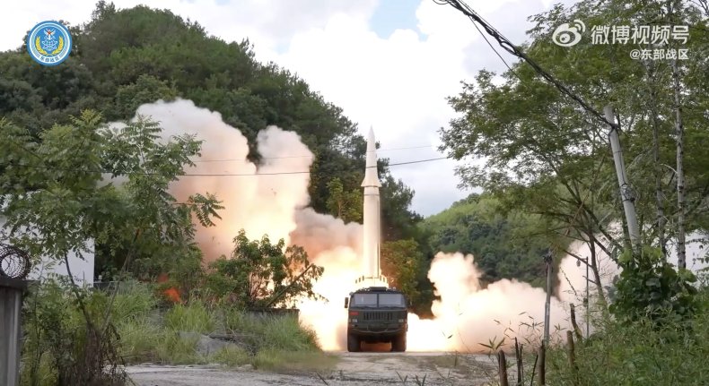China, PLA, launches, Dongfeng, missile, near, Taiwan