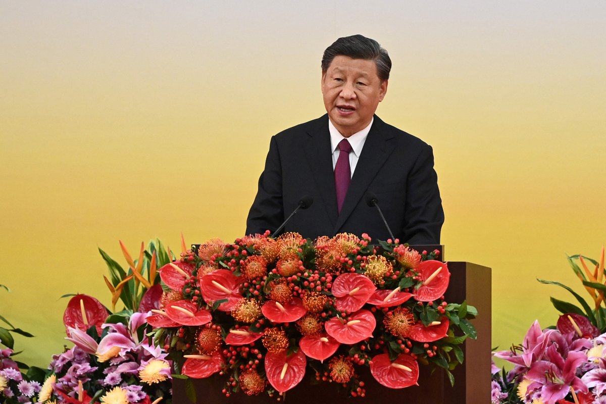 China's President Xi Jinping gives a speech