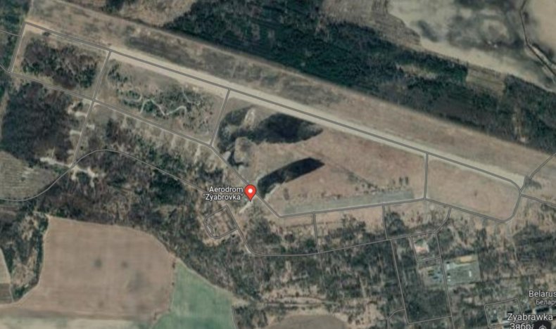 Google maps image of Ziabrovka airfield