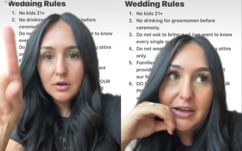 Newly married woman Rachel Romano's wedding rules.