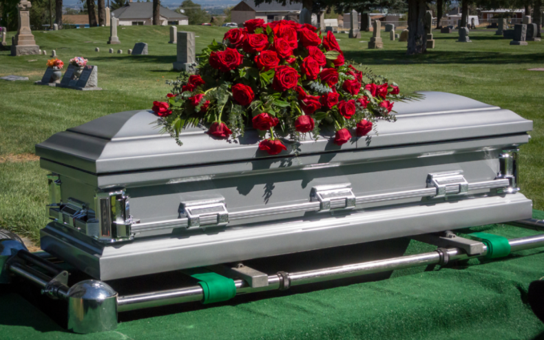 A funeral casket.
