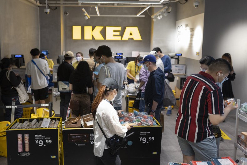 People at a Shanghai Ikea branch