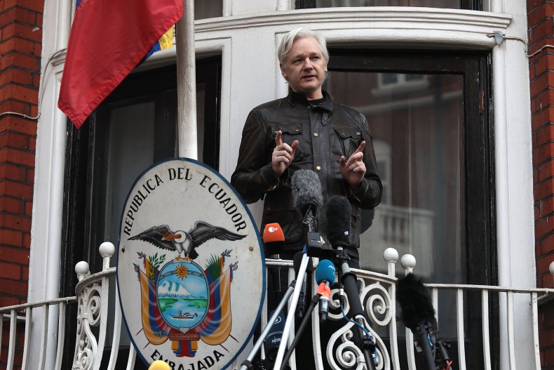 Assange on Embassy Balcony