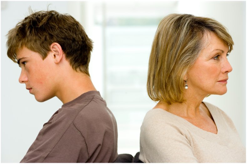 stock image of a mother and son 