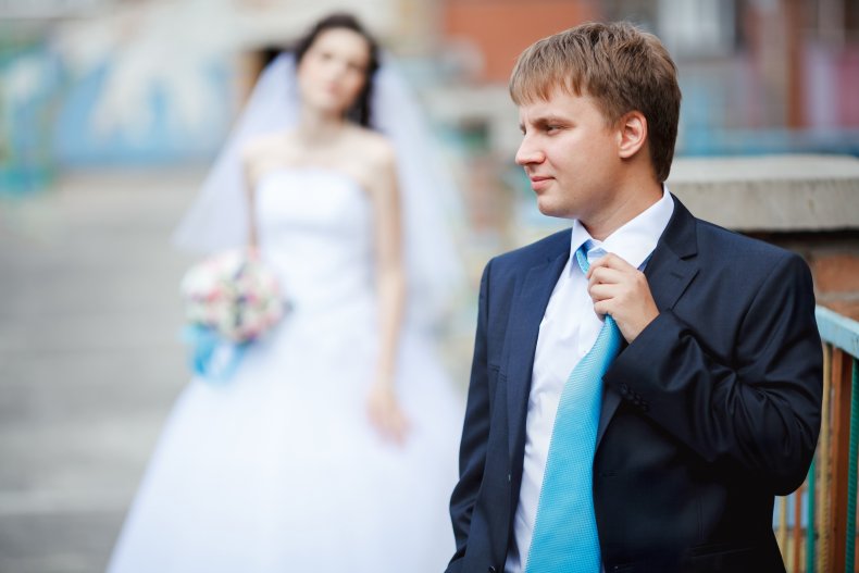 Wedding guest and bride