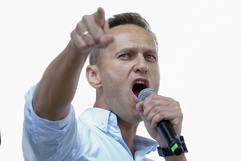 Alexei Navalny addresses a crowd 