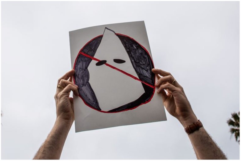 Photo of a drawing of KKK hood