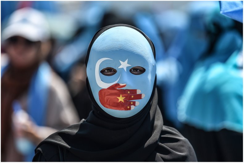 Photo of a Uyghur protester