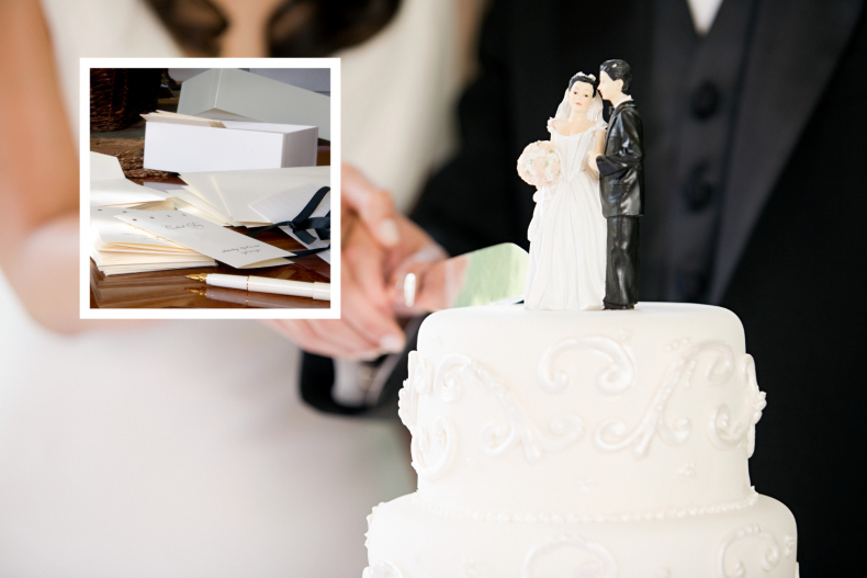 Wedding cake and invites