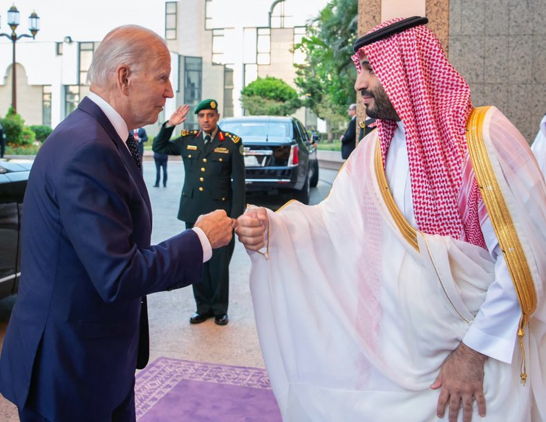 Mohammed bin Salman greets Joe Biden