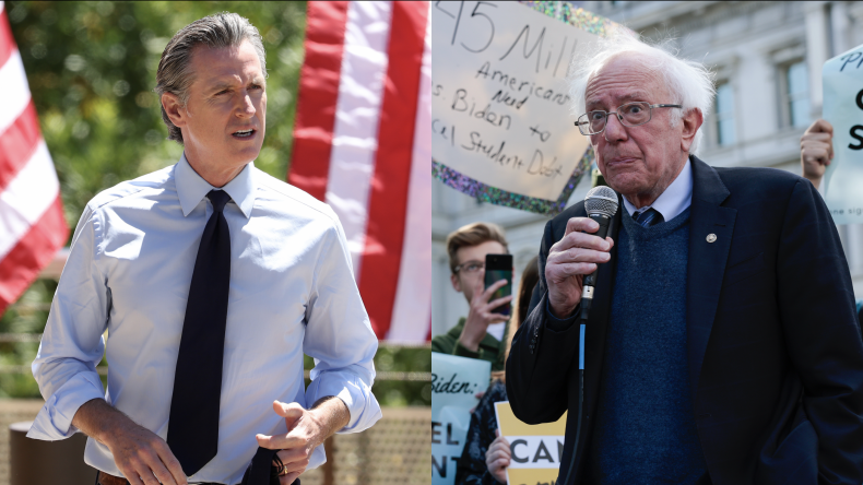 Gavin Newsom and Bernie Sanders