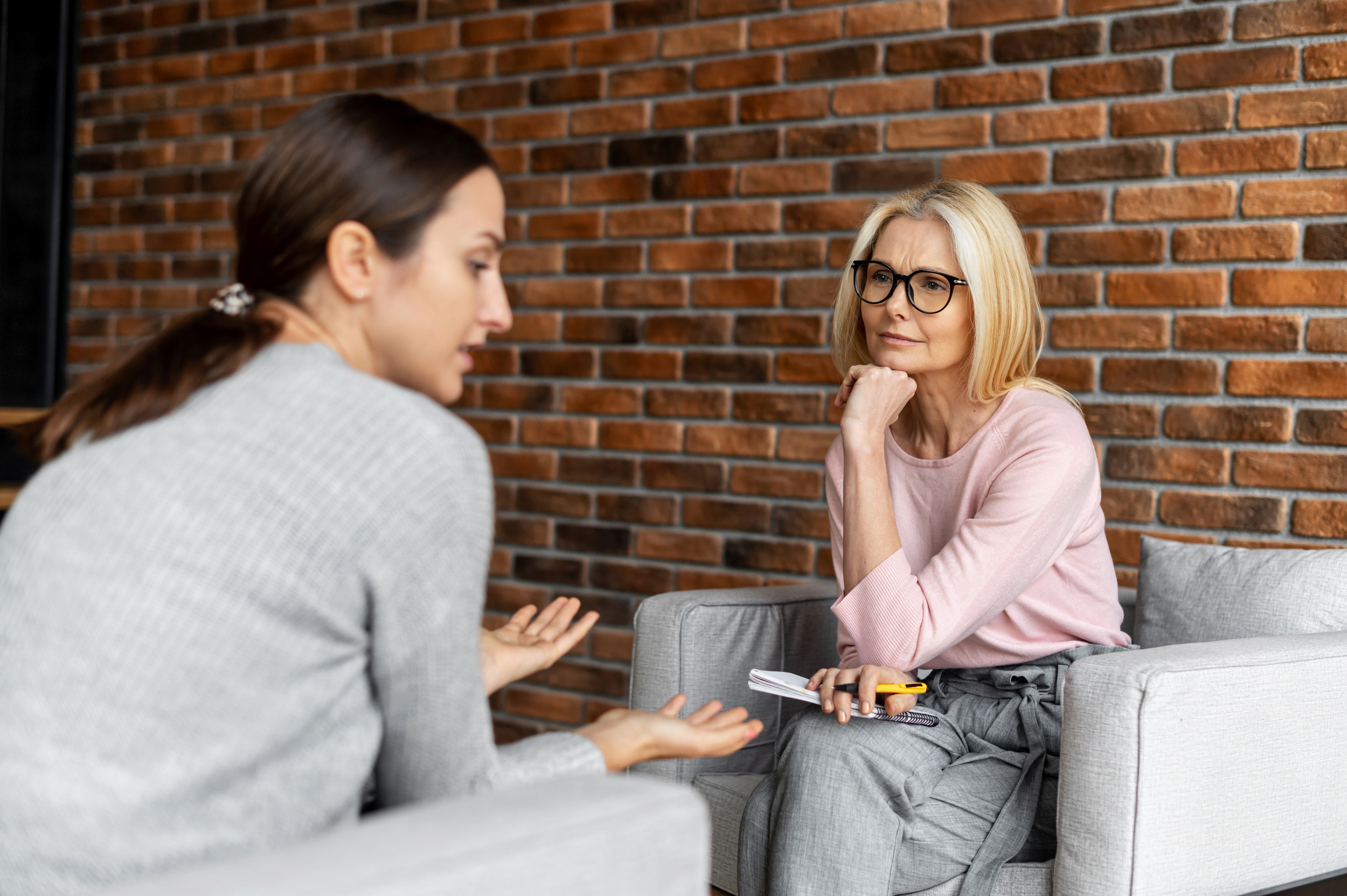 woman patient sitting at a psychologist's therapist