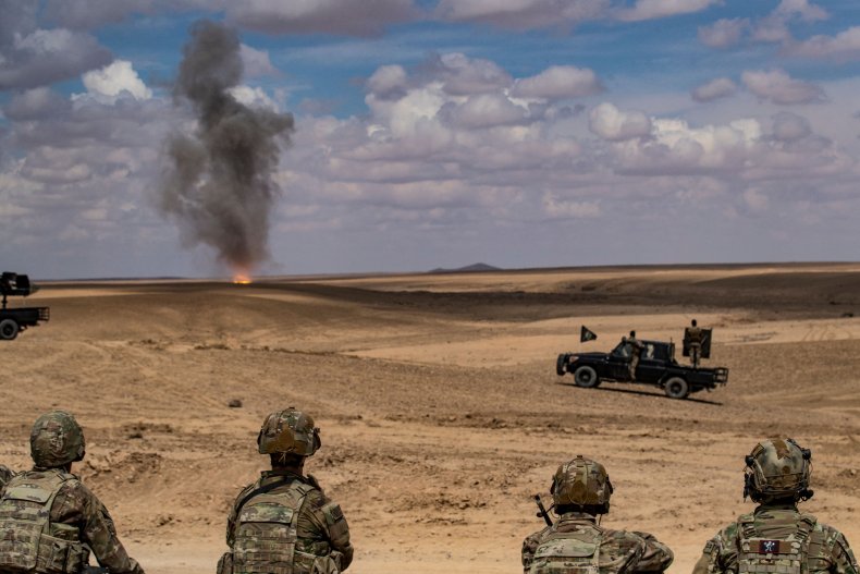 US, troops, and, SDF, train, together, Syria