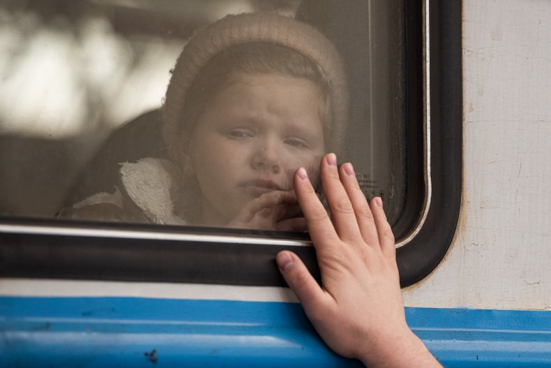 A young girl in Lviv, Ukraine