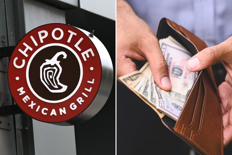 Chipotle and dollars in wallet
