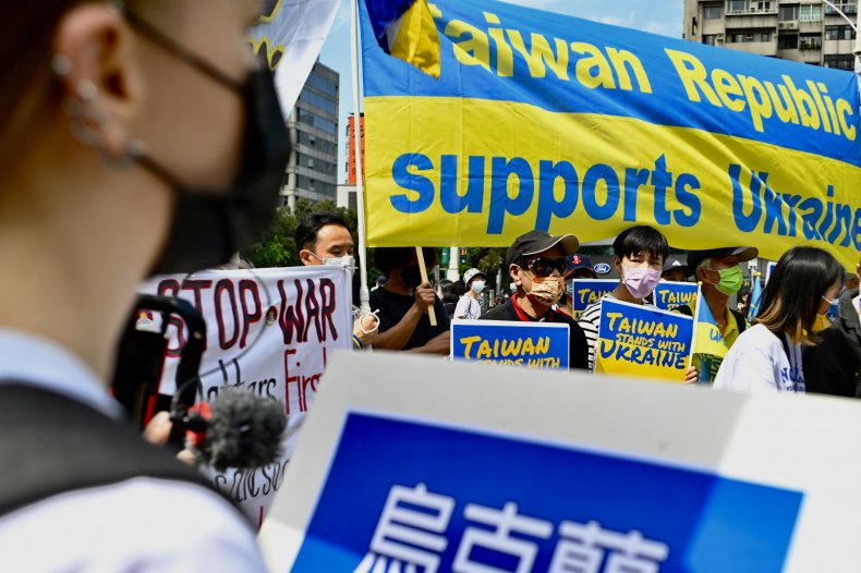 Taiwan protest in Taipei for Ukraine China