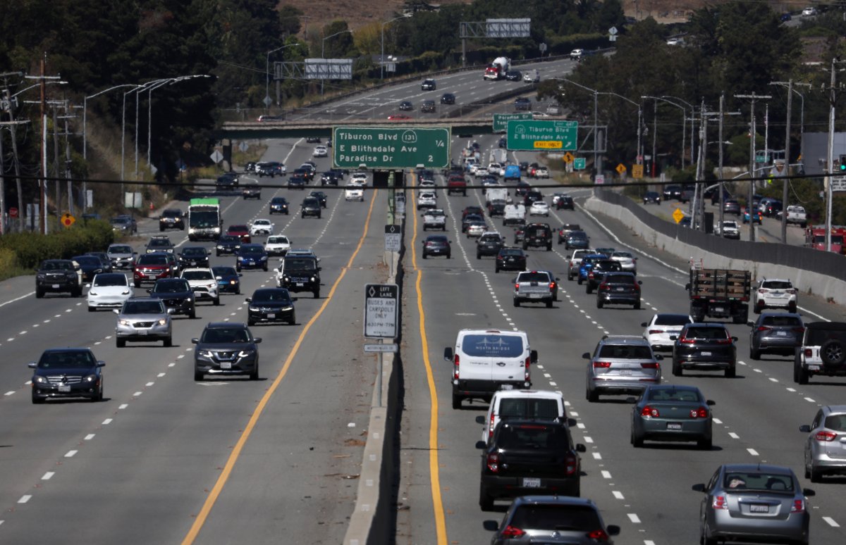 Traffic moves along Highway 101 