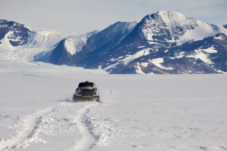 Renée Brinkerhoff Driving in Antarctica