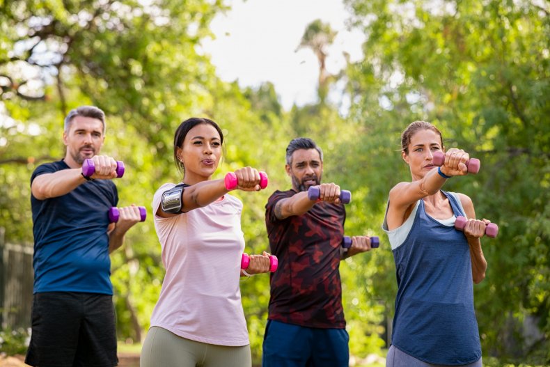 People exercising outdoors