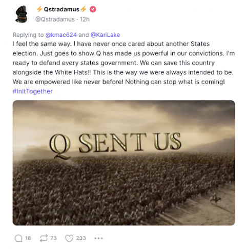 QAnon-promoting accounts on Truth Social