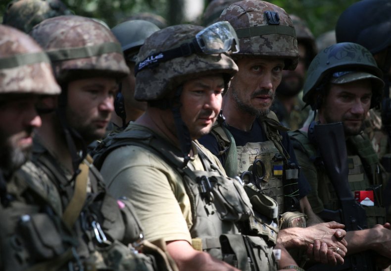 Ukraine soldiers pictured on Donbas front August