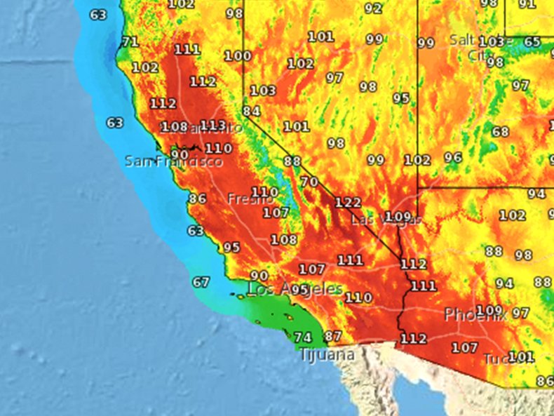 California Heat Wave Map, Update as Temperature Could Hit 115° on Labor Day